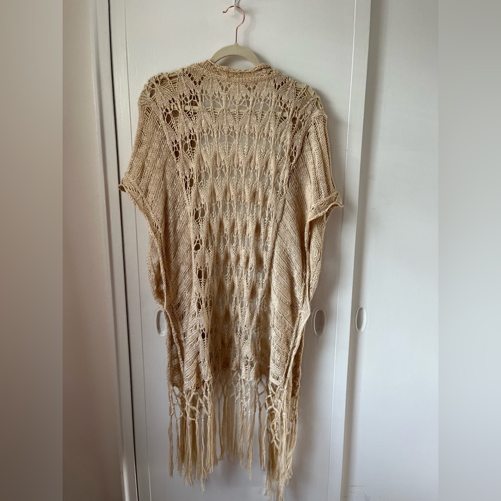Boho Fringed Open Short-Sleeve Cardigan - image 7
